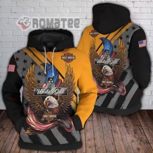 Harley Davidson One Nation Under God Hoodie Eagle Catch American Flag Hoodie 3D All Over Print