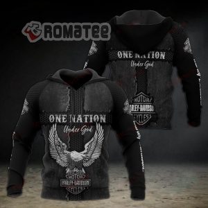 Harley Davidson One Nation Under God Hoodie Eagle Hoodie 3D All Over Print