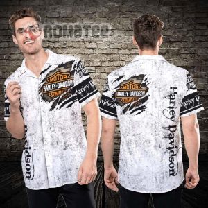 Harley Davidson Scratch Shirt Logo Motorcycles Camo 3D All Over Print Grey Hawaiian Shirt
