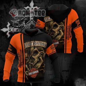 Harley Davidson Skull Smoke Cross 3D All Over Print Hoodie