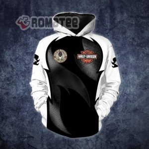 Harley Davidson Skull Wings 3D Hoodie All Over Print Black And White
