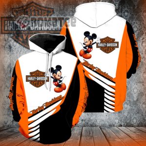 Harley Davidson With Mickey Mouse 3D All Over Print Hoodie