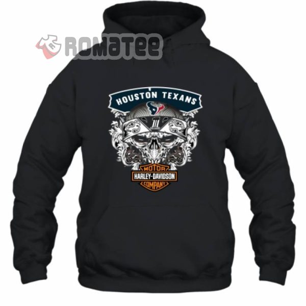 Houston Texans Skull Soocer Team Harley Davidson 2D Hoodie Black