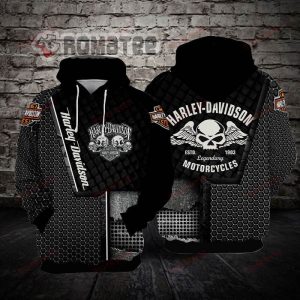 Legendary Harley Davidson Willie G Skull EST 1903 Cracked Metal Black 3D All Over Print Hoodie