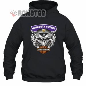 Minnesota Vikings Skull Soocer Team Harley Davidson 2D Hoodie Black