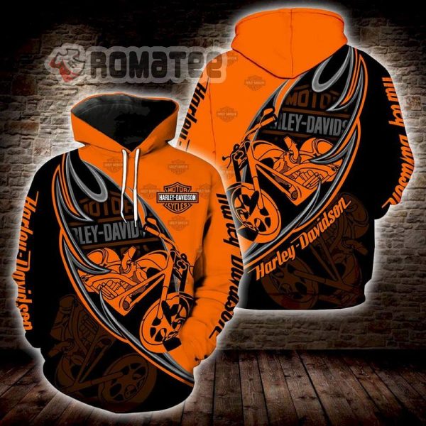 Motorcycles Flaming Printed Harley Davidson Motorcycles Logo Pattern 3D All Over Print Hoodie