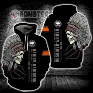 Native Indian Headdress Skull Harley Davidson Willie G Since 1903 3D All Over Print Hoodie