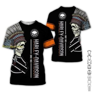 Native Indian Headdress Skull Harley Davidson Willie G Since 1903 3D All Over Print Hoodie