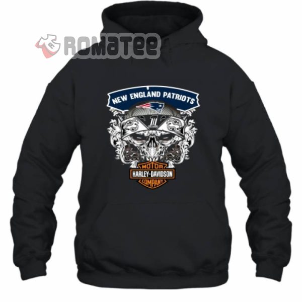 New Eangland Patriots Skull Soocer Team Harley Davidson 2D Hoodie Black