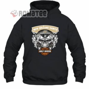 New Orleans Saints Skull Soocer Team Harley Davidson 2D Hoodie Black