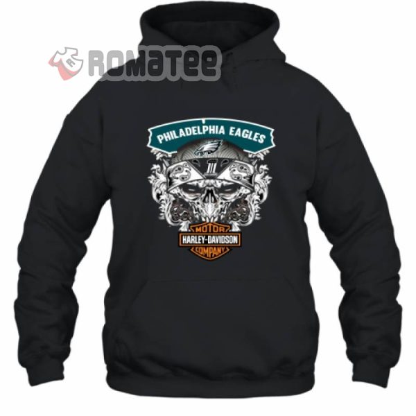 Philadelphia Eagle Skull Soocer Team Harley Davidson 2D Hoodie Black