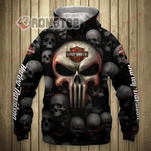Punisher Skull Harley Davidson With Many Skull Background 3D All Over Print Hoodie
