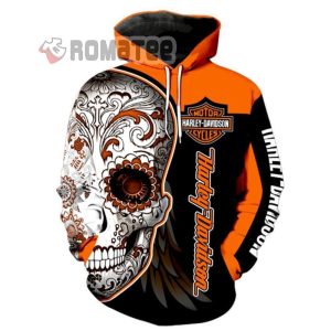 Skull Pattern In Right Harley Davidson Motorcycles Eagle 3D All Over Print Hoodie