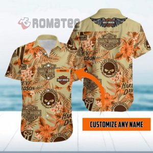 Summer Beach Harley Davidson Willie G Skull Eagle Customize Name 3D All Over Print Hawaiian Shirt