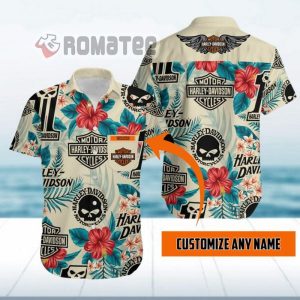 Summer Beach Harley Davidson Willie G Skull Eagle Customize Name 3D All Over Print Hawaiian Shirt No2