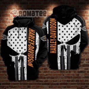 The Punisher Skull Harley Davidson American Flag Skull Wings 3D Hoodie All Over Print