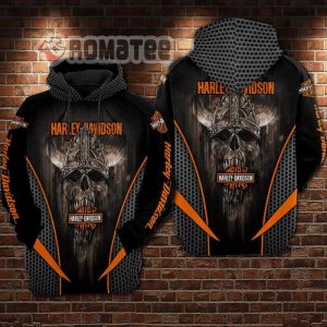 Viking Skull Harley Davidson Motorcycles Dark Honey Pattern Iron 3D All Over Print Hoodie
