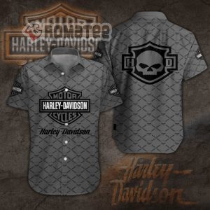 Willie G Skull Small Pattern X Harley Davidson Motorcycles Grey 3D All Over Print Hawaiian Shirt