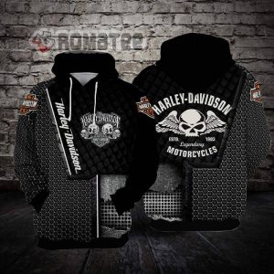 Willie G Skull Wings Est 1903 Harley Davidson Motorcycles Honey Pattern Non-color Hoodie 3D All Over Print