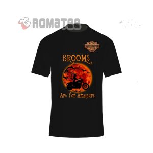 Brooms Are For Amateurs Halloween Harley Davidson Motorcycles Witch Under Horror Blood Moon T-Shirt 1, Costume Harley Davidson Halloween Shirt
