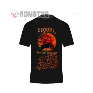 Brooms Are For Amateurs Halloween Harley Davidson Motorcycles Witch Under Horror Blood Moon T-Shirt 2, Costume Harley Davidson Halloween Shirt