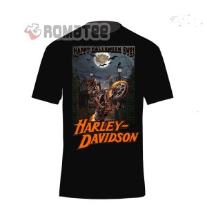 Happy Halloween Eve Harley Davidson Lady Skeleton Motorcycling Flaming T-Shirt, Horror Night Castle Bats Shirt, Costume Harley Davidson Halloween Shirt