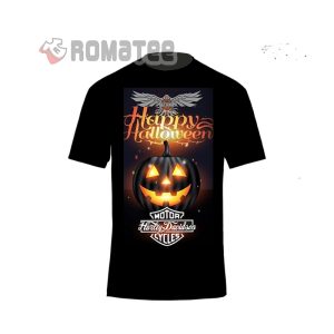 Happy Halloween Harley Davidson Black Pumpkin T-Shirt, Eagle Wings Harley Davidson Motorcycles Horror Night Shirt, Costume Harley Davidson Halloween Shirt
