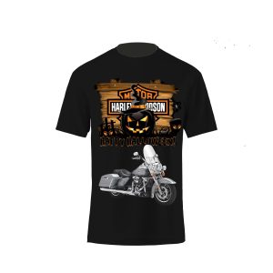 Happy Halloween Harley Davidson Black Pumpkin Witch Hat Motorcycles T-Shirt, Costume Harley Davidson Halloween Shirt