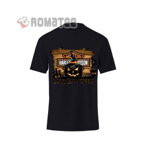 Happy Halloween Harley Davidson Black Pumpkin Witch Hat Style 1 T-Shirt, Costume Harley Davidson Halloween Shirt