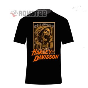 Happy Halloween Harley Davidson Death Skull Angry Cemetery T-Shirt 2, Costume Harley Davidson Halloween Shirt