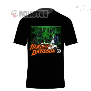 Happy Halloween Harley Davidson Motorcycles Man Horror Navy Green T-Shirt, Harley Davidson Flaming Motorcycles Halloween Shirt, Costume Harley Davidson Halloween Shirt