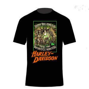 Happy Halloween Harley Davidson Motorcycles Monsters Skeleton T-Shirt 2, Costume Harley Davidson Halloween Shirt