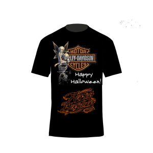 Happy Halloween Harley Davidson Motorcycles Skull Hug Hourglass T-Shirt 2, Costume Harley Davidson Halloween Shirt