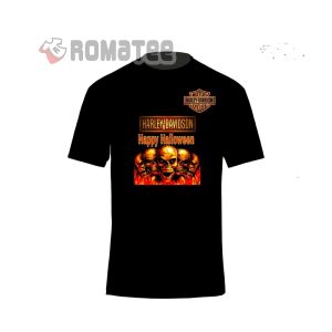 Happy Halloween Harley Davidson Penta Horror Skull Flaming T Shirt Costume Harley Davidson Halloween Shirt