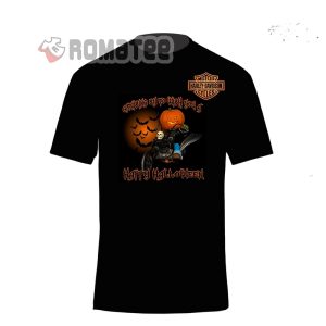Happy Halloween Harley Davidson Pumpkin Man Driving Motorcycle T Shirt 2 Bats Costume Harley Davidson Halloween Shirt