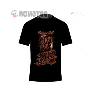 Trick Or Treat Harley Davidson Lady Motorcycles Welcome Fall Spider Web T-Shirt, Costume Harley Davidson Halloween Shirt