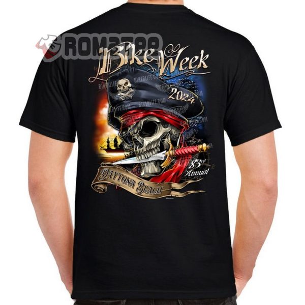 2024 Bike Week Daytona Beach Skull Pirate Dagger T-Shirt