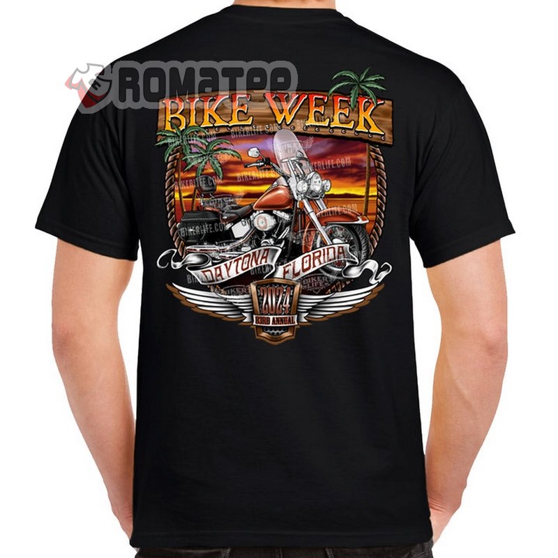 2024 Bike Week Daytona Beach Sunset Bike Shield Florida T-Shirt