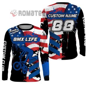 American Bmx Racing Jersey Patriotic Cycling Personalized Name And Number 3D All Over Print Shirt 2