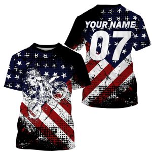 American Flag Jersey Motocross Customizable Dirt Bike Off Road Motorcycle 3D All Over Print Long Sleeve Shirt 1