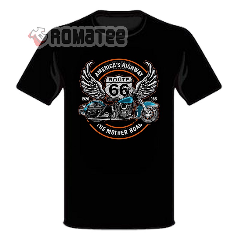 America's Highway Route 66 Motorcycle Eagle Wings 1926-1985 The Mother Road T-Shirt
