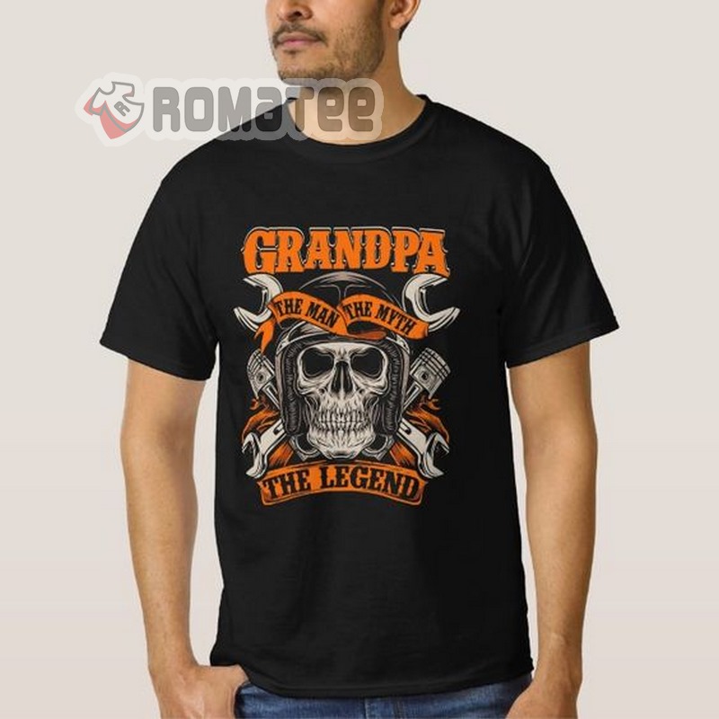 Biker Skull Shirt, Grandpa The Man And The Myth Legend T-Shirt