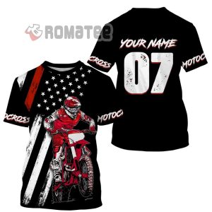 Custom Motocross Jersey American Flag Red Dirt Bike Racing Off Road Motorcycle 3D All Over Print Long Sleeve 1