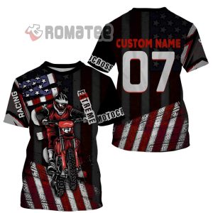 Extreme Motocross American Flag Personalized Name And Number 3D All Over Print Shirt 1