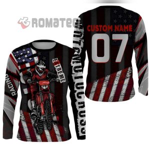 Extreme Motocross American Flag Personalized Name And Number 3D All Over Print Shirt 2