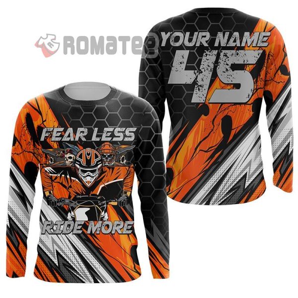 Fear Less Ride More Dirt Bike Motorcycle Personalized Name And Number 3D All Over Print Shirt