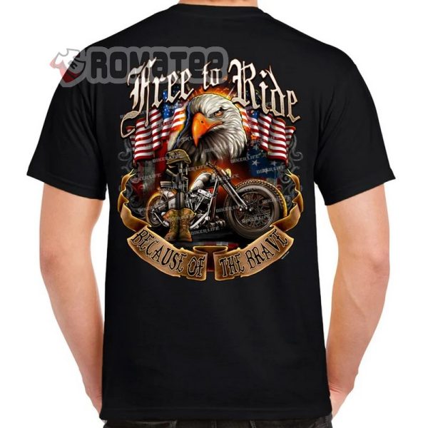 Free To Ride Shirt, Free To Ride Eagle American Flag Motorcycle T-Shirt