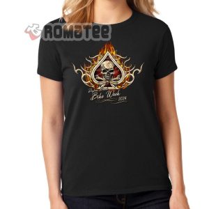 Ladies Shirt 2024 Bike Week Daytona Beach Flaming Skull Spade T Shirt