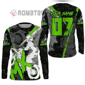 Lady Motorcycle Cross Personalized Name And Number 3D All Over Print Long Sleeve Shirt 2