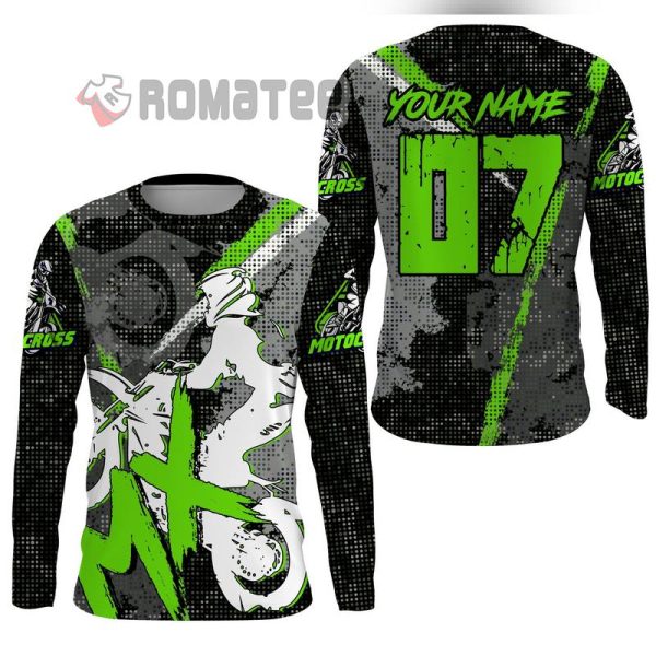 Lady Motorcycle Cross Personalized Name And Number 3D All Over Print Long Sleeve Shirt